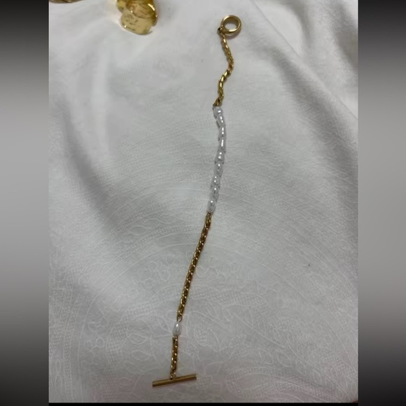 Vintage Irregular Shaped  Pearl Bracelet Stainless Steel - Picture 9 of 12